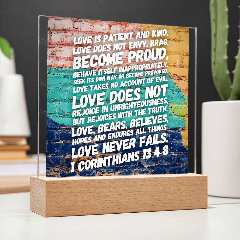 ~ Love - 1 Corinthians 13:4-8 - Plaque (v1) ~